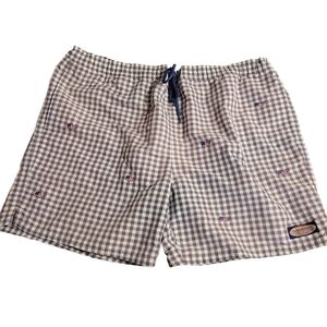 Vineyard Vines Checkered Whale Print Swim Shorts